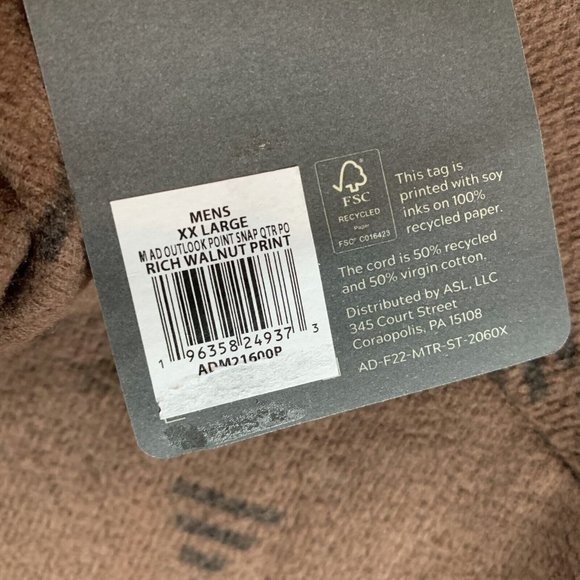 Alpine Design‎ Sweatshirt Mens 2XL Brown Rich Walnut Cotton Quarter Snap 7188 - Picture 3 of 8